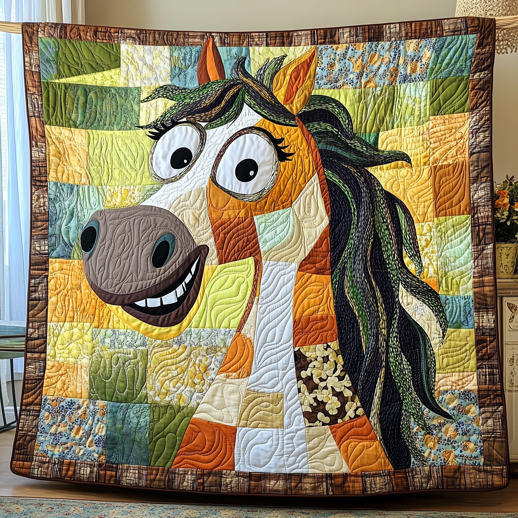 Hilarious Horse Quilted Blanket Cute Bed BlanketHorse Themed Presents