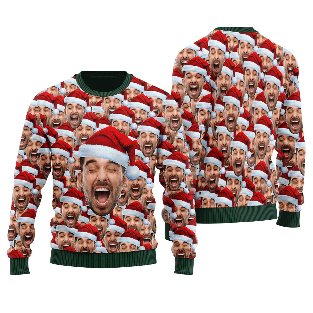 Hilarious Personalized Multiple Faces Ugly Christmas Sweater For Men
