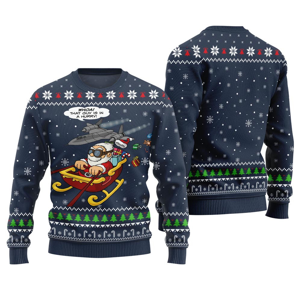 Hilarious Santa Ugly Xmas Sweater For Pilot Navy Stylish Winter Sweatshirt for Everyday Wear