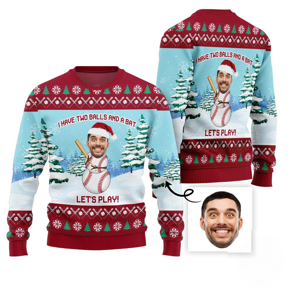 Hilarious Snowman Custom Face Christmas Sweater For Men Nice Christmas Sweaters For Men