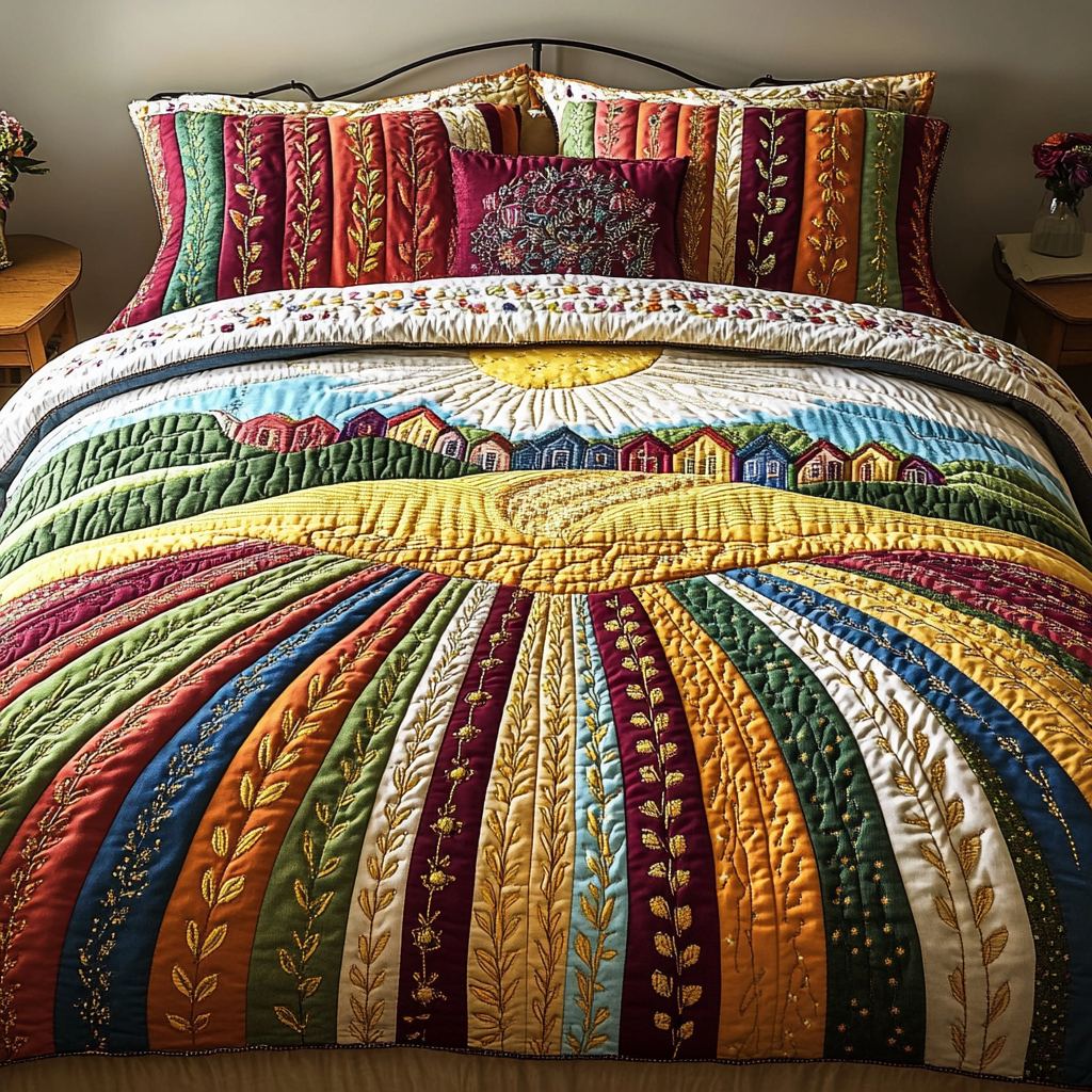 Hillside Dream Quilted Bedding Set Farmhouse Bed Ideas Best Family Gifts