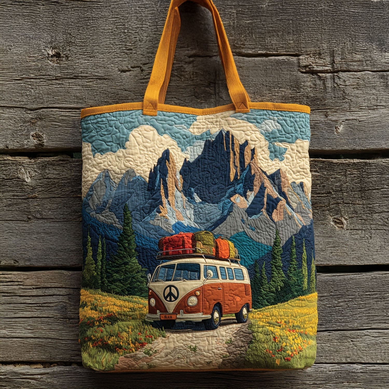 Hillside Journey Quilted Tote Bag Camping Gifts For Men Women