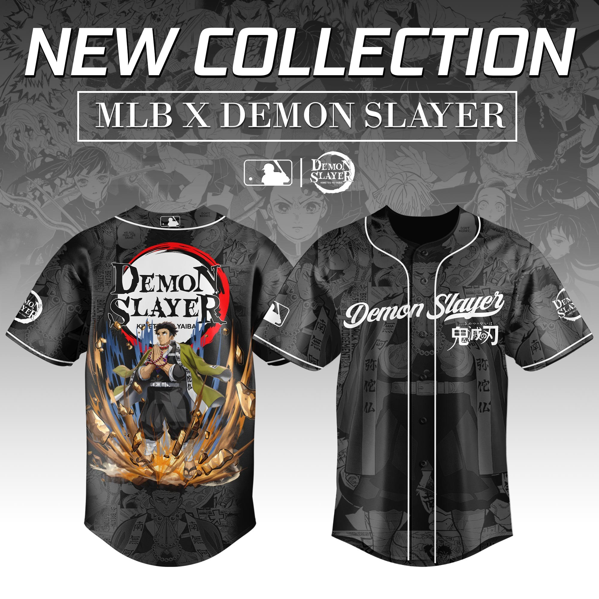 Himejima Gyomei Demon Slayer x MLB Baseball Jersey Editions Limited Thoughtful Gift For Anime Lovers