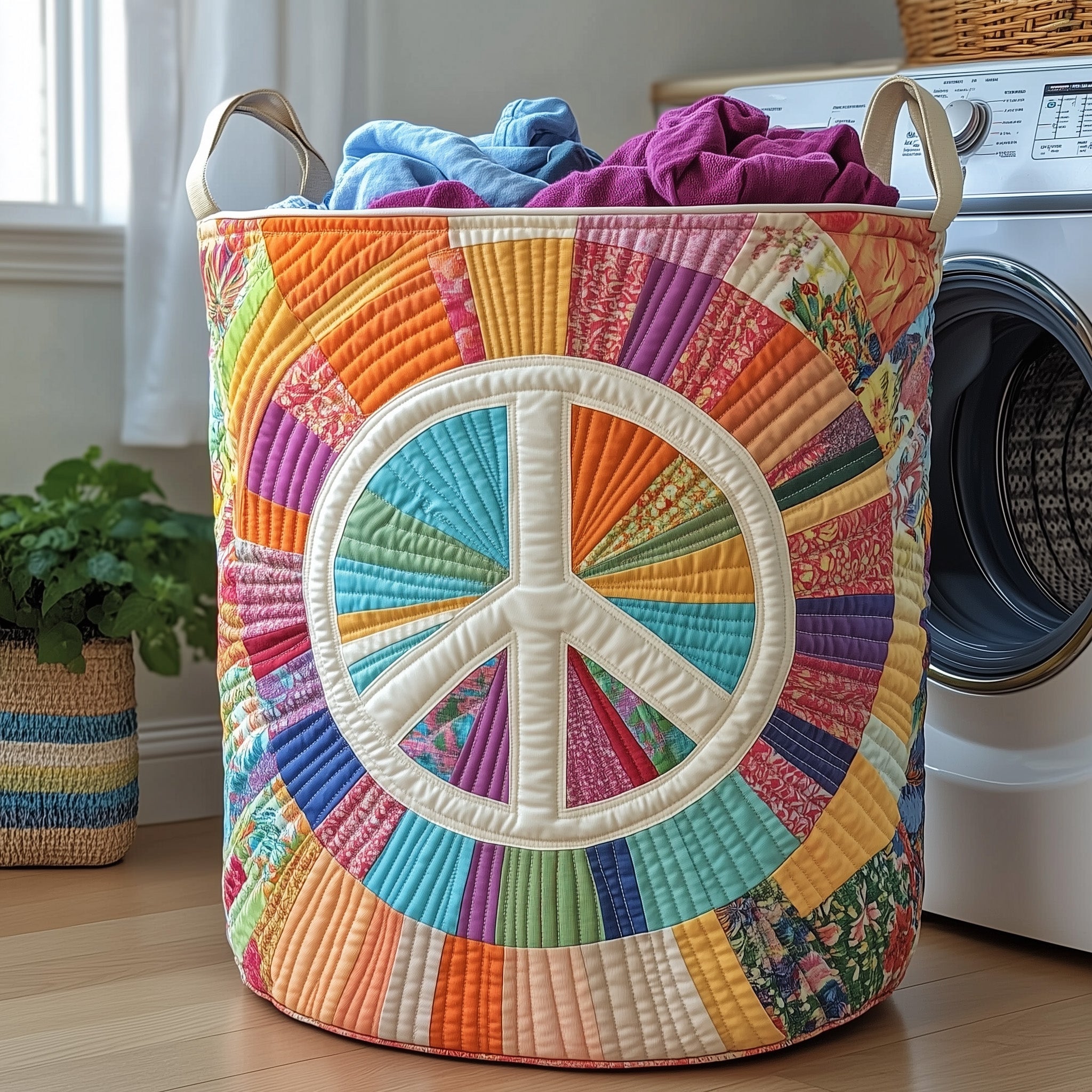 Hippe Peace Sign Quilted Laundry Basket Peace Offering Gift For A Guy
