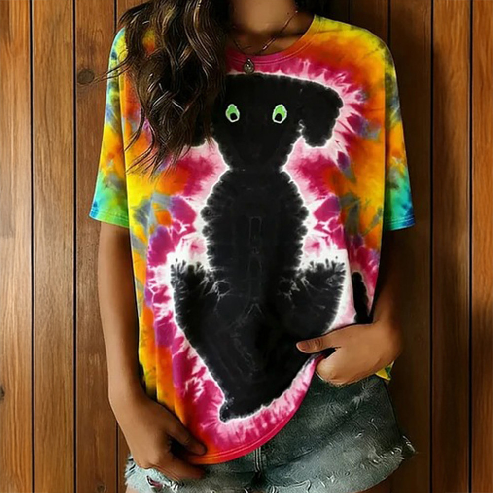 Hippie Abstract Dog Tie Dye Pattern T-Shirt Hippie Style Clothing Hippie Present For Dog Owners