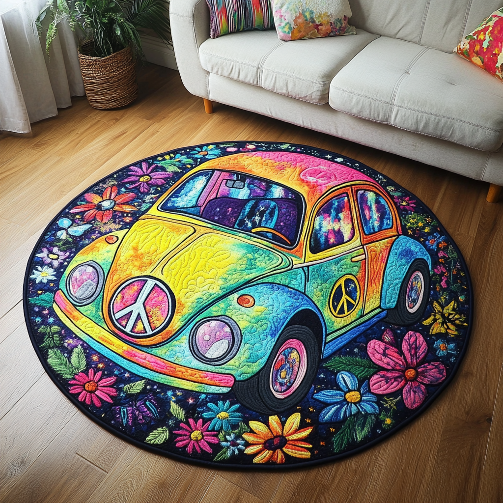 Hippie Bloom Quilted Round Mat Outdoor Entryway Decor Things Teens Want For Christmas