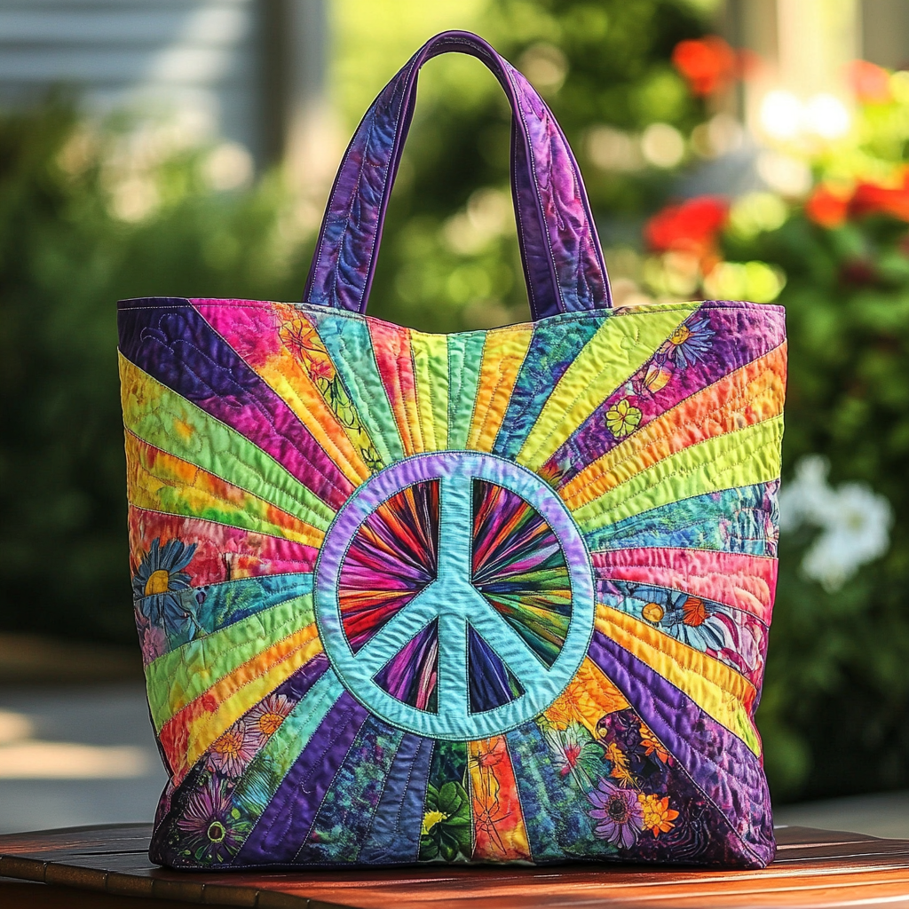 Hippie Bloom Quilted Tote Bag Christmas Gifts For Hippie Mom