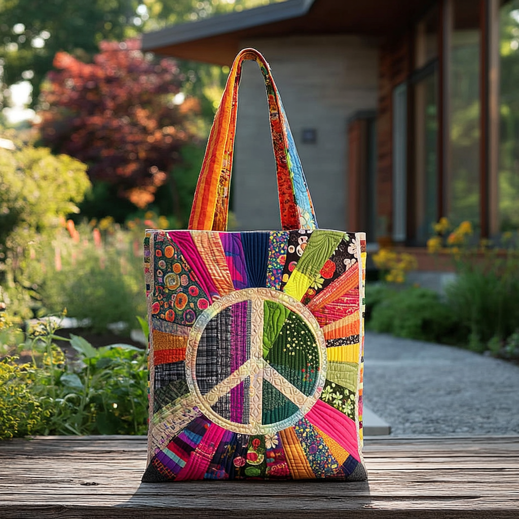 Hippie Bloom Quilted Tote Bag Gifts For Hippie Friends