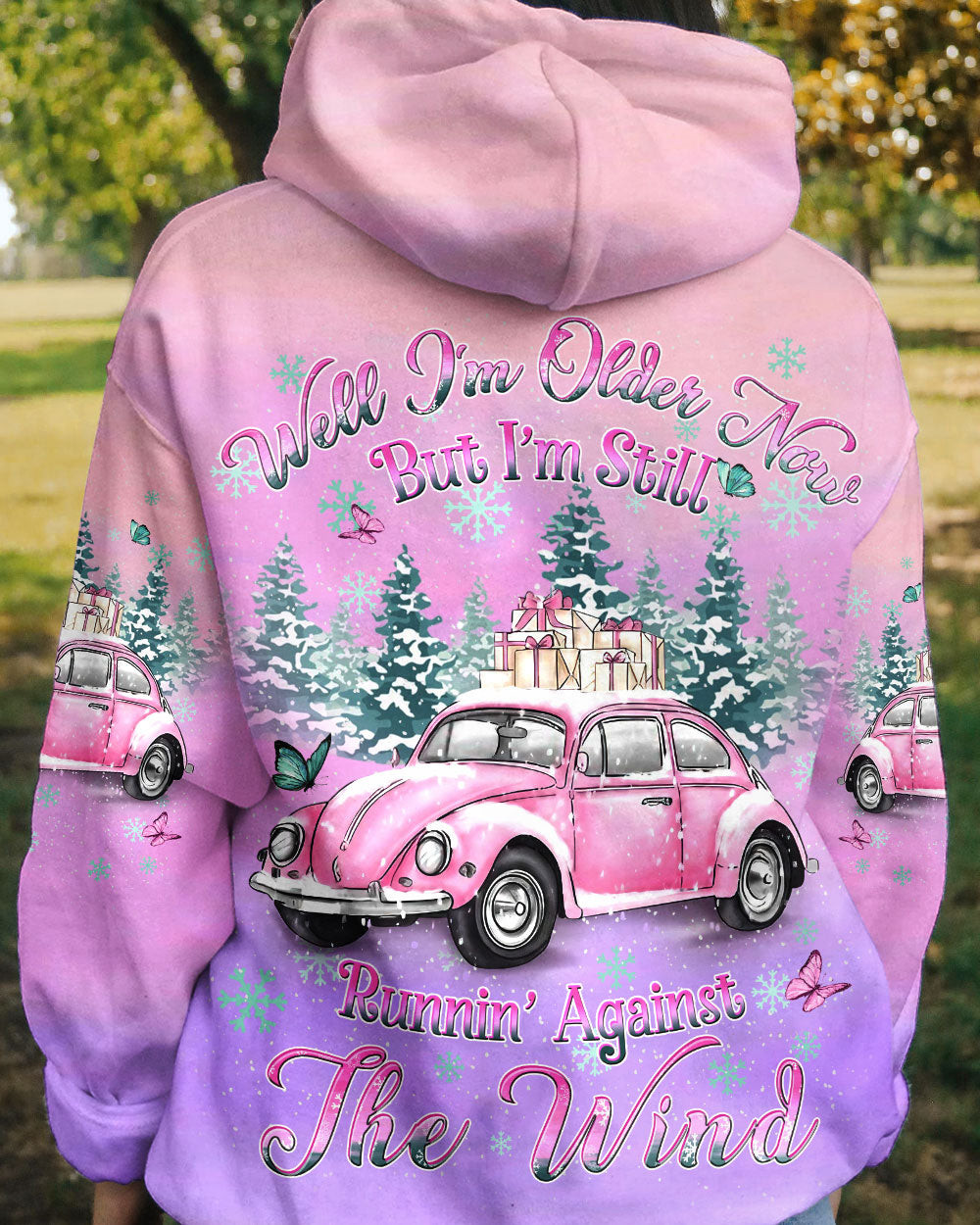 Hippie Car Running Against The Wind Hoodie Winter Forest Clothes Gift For Christmas