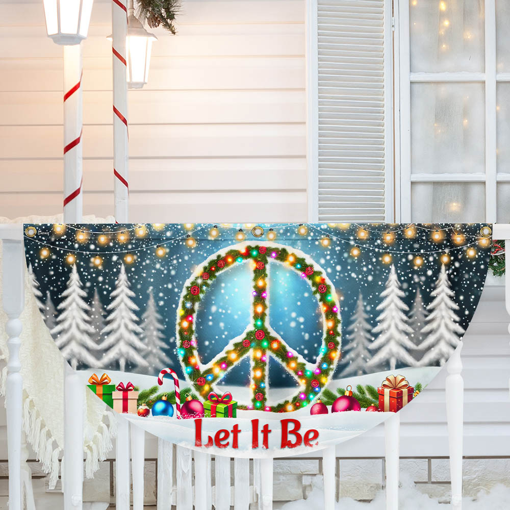Hippie Christmas Let It Be Non Pleated Fan Flag