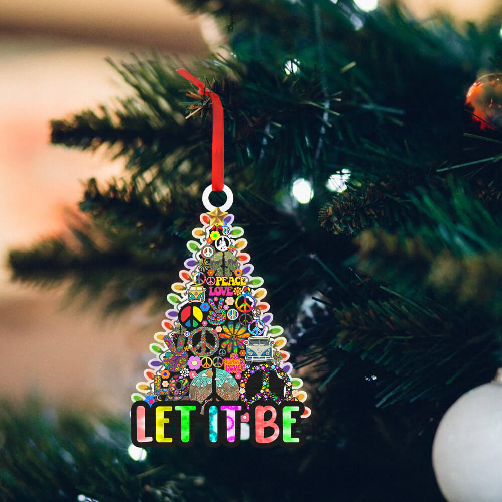 Hippie Christmas Tree Shaped Ornament Let It Be Cute Gift For Friends For Decoration
