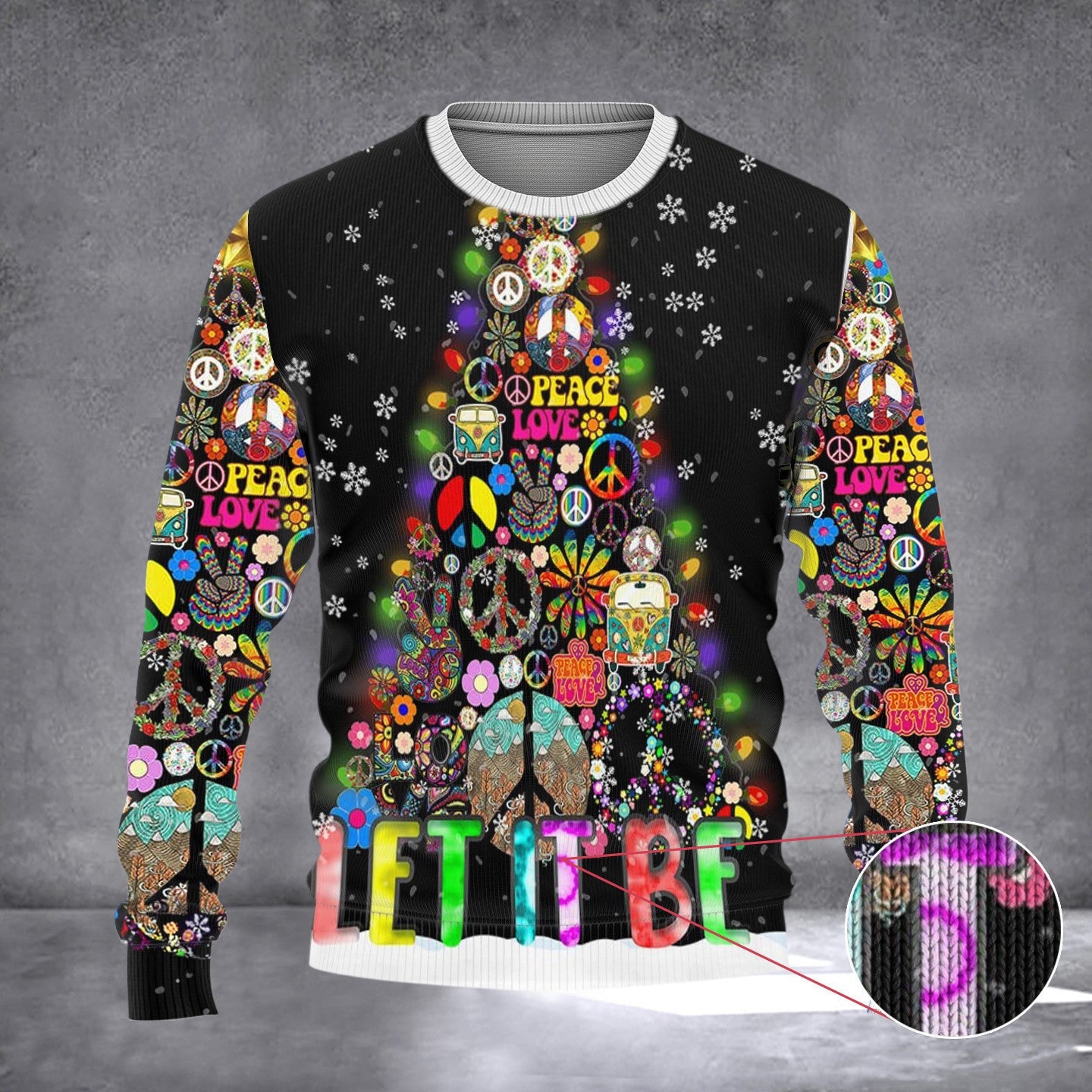 Hippie Christmas Tree Sweater Let It Be Merry Christmas Sweater Peace Love Xmas Clothing Hippie Christmas Tree Sweater Let It Be Merry Christmas Sweater Peace Love Xmas Clothing