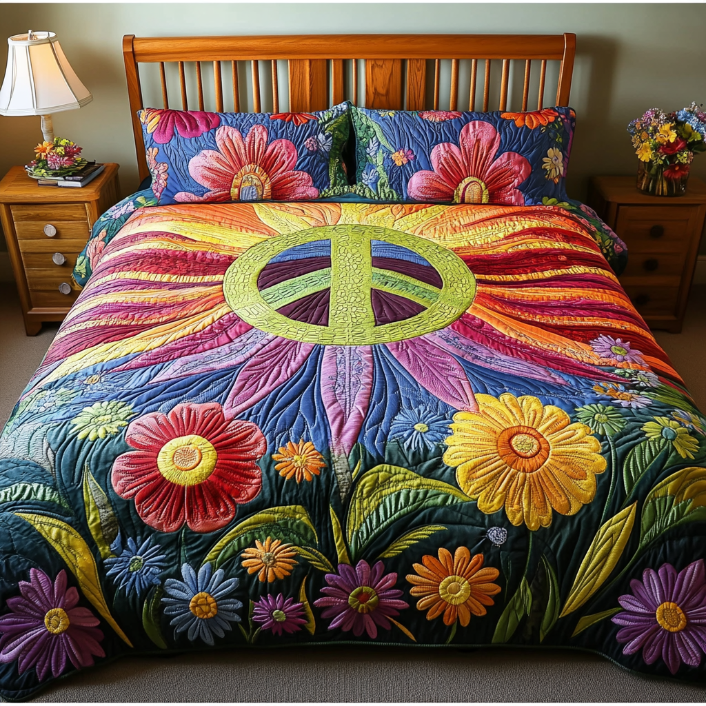 Hippie Dream Quilted Bedding Set Bed Decorations Gifts For Hippy Mom