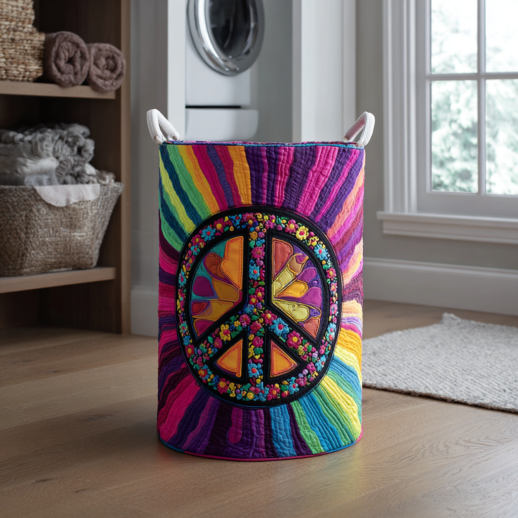Hippie Dream Quilted Laundry Basket Best Quilted Laundry Basket Gift for Friends and Family