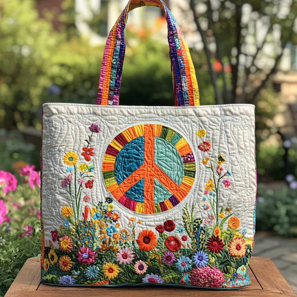 Hippie Dream Quilted Tote Bag Birthday Gift For Hippie Friend