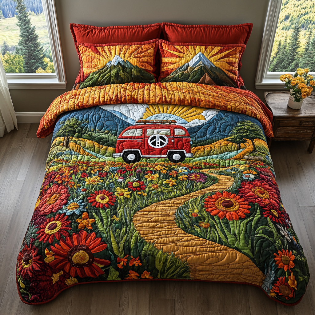 Hippie Dreamscape Quilted Bedding Set Bed Decor Ideas Best Gifts For Hippies