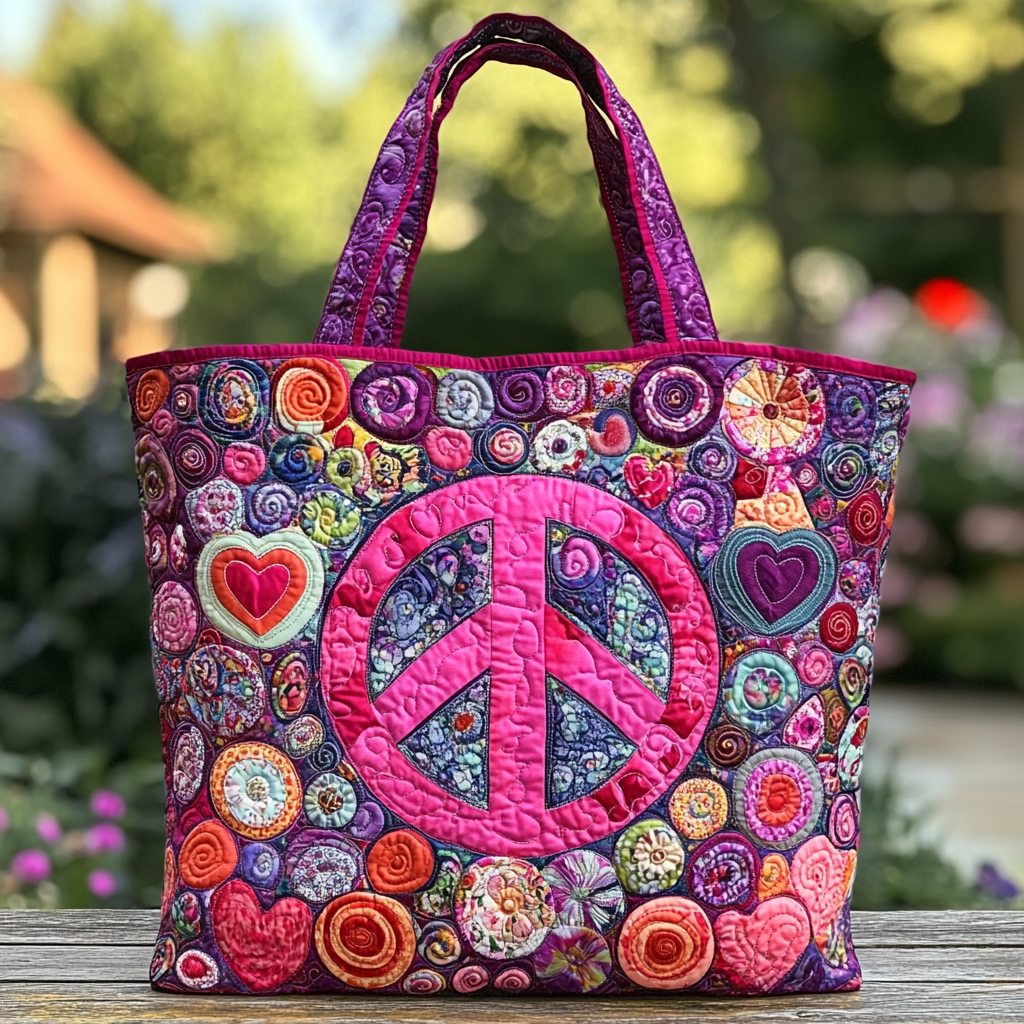 Hippie Garden Quilted Tote Bag Birthday Gift Ideas For Hippies