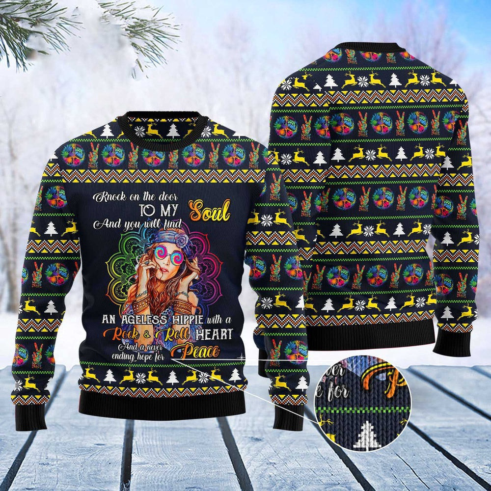 Hippie Girl Ugly Christmas Sweater Funny Ugly Christmas Sweater Xmas Gifts