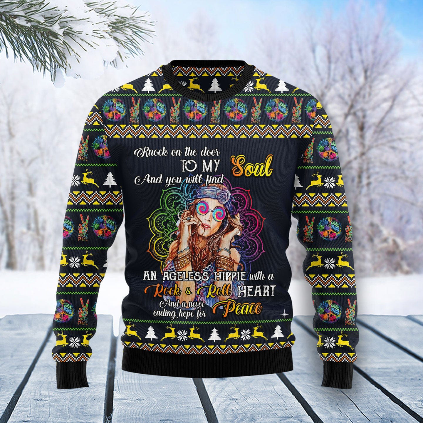 Hippie Girl Ugly Christmas Sweater Winter Clothing Best Christmas Gifts For Her