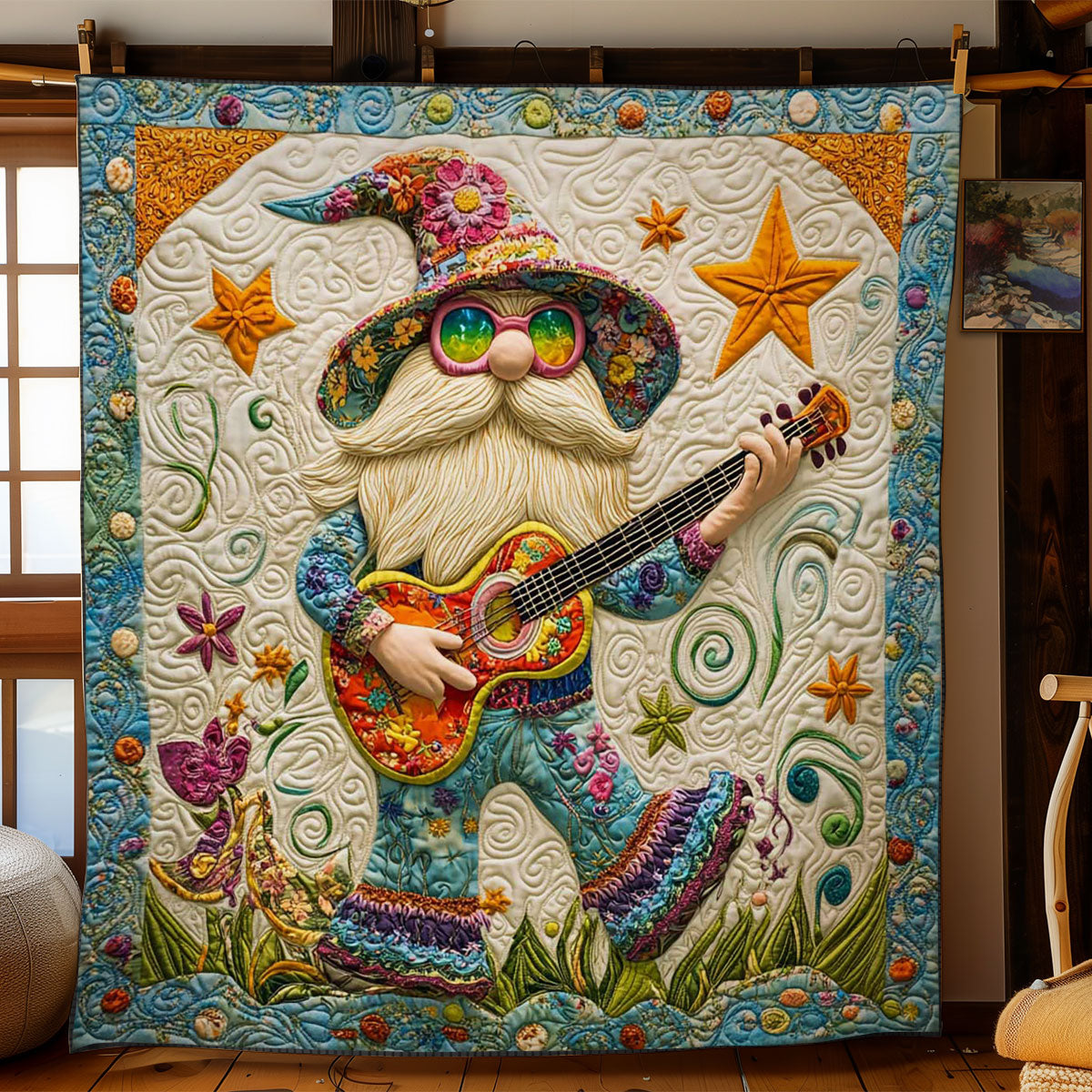 Hippie Gnome Quilt Luxury Quilt Blanket for Elegant Home Decor