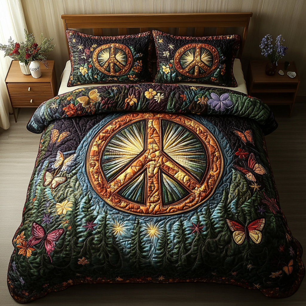 Hippie Grove Quilted Bedding Set Bed Decorations Gifts For Hippie Sister