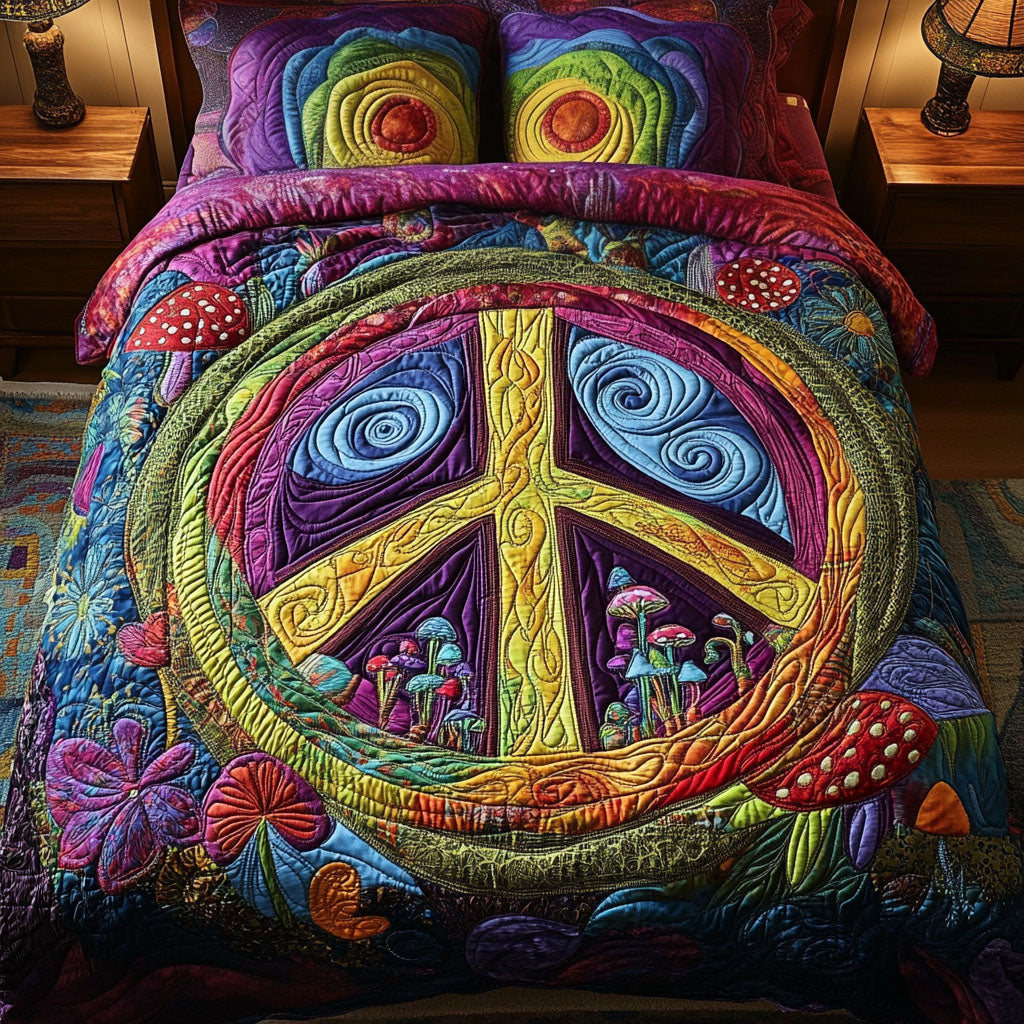 Hippie Harmony Quilted Bedding Set Best Bedspread Set Best Gifts For Hippie Mom