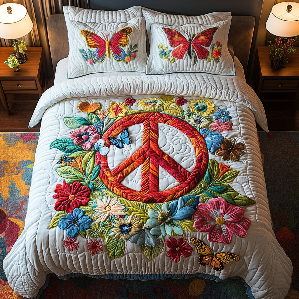 Hippie Haven Quilted Bedding Set Best Comforter Sets Gifts For Hippie Mom