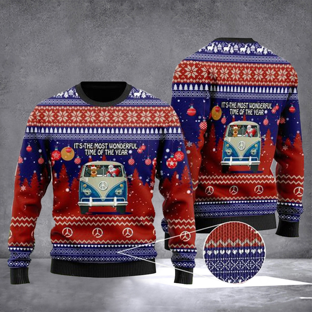 Hippie It's The Most Wonderful Time Of The Year Ugly Christmas Sweater Funny Xmas Sweaters