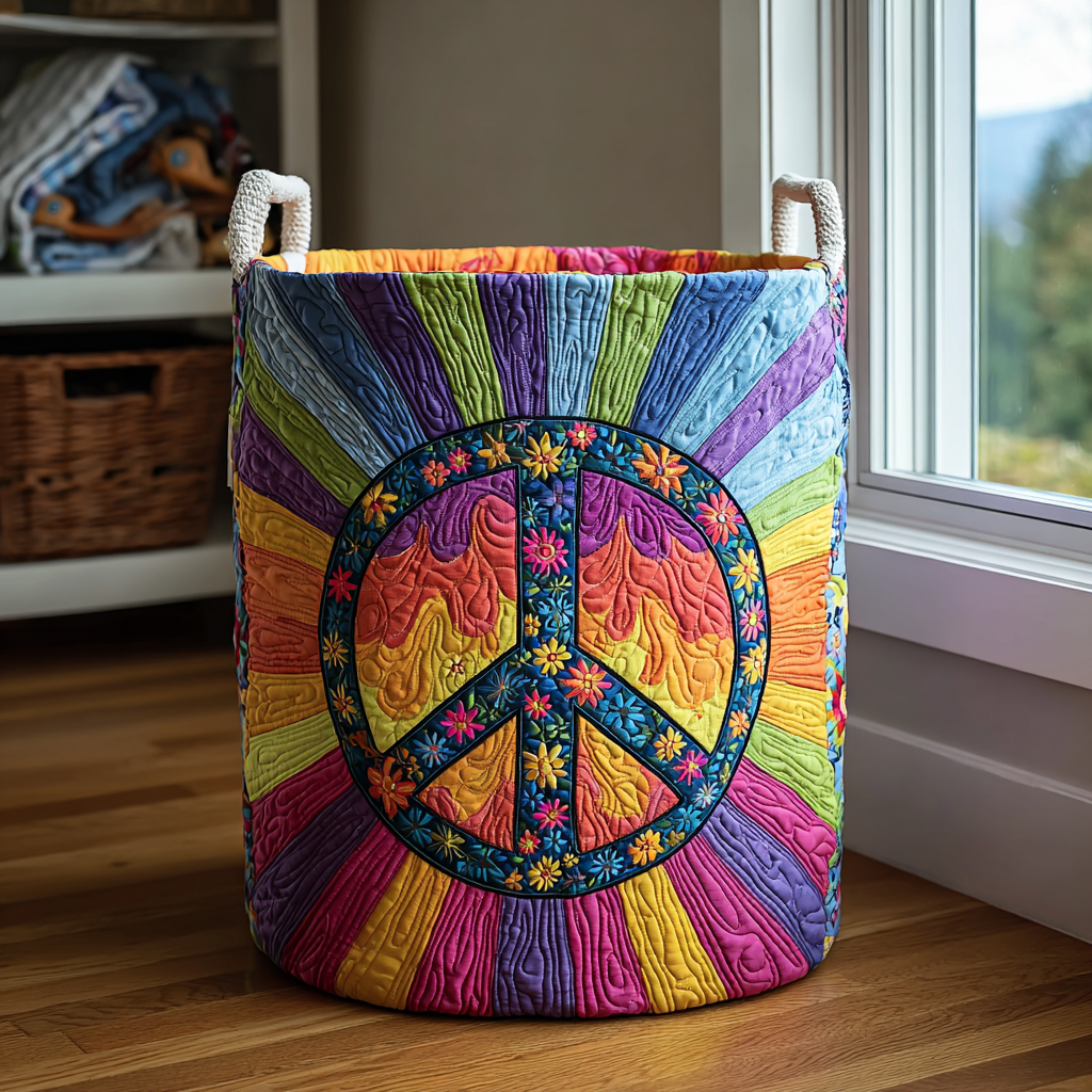Hippie Joy Quilted Laundry Basket Large Capacity Quilted Laundry Basket for Clothes Storage