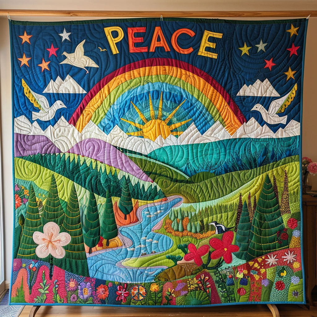 Hippie Peace Holiday Xmas Quilt Blanket Birthday Gift For Hippie Friend