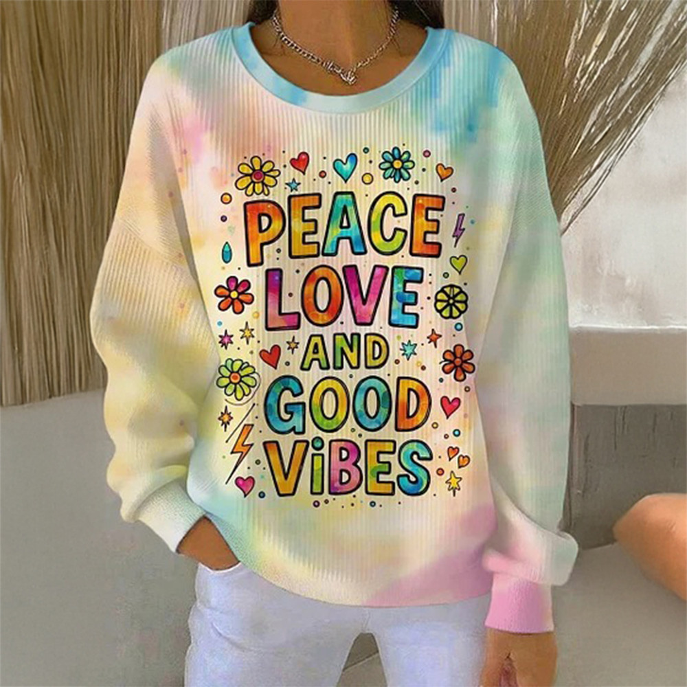 Hippie Peace Love And Good Vibes Sweatshirt Hippie Style Apparel Gift For Peace Advocate