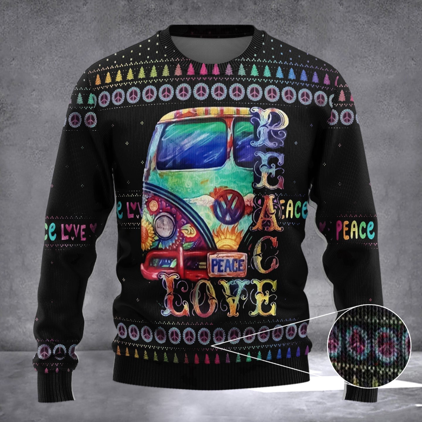 Hippie Peace Love Ugly Christmas Sweater Mens Christmas Sweater Gifts For Family Hippie Peace Love Ugly Christmas Sweater Mens Christmas Sweater Gifts For Family