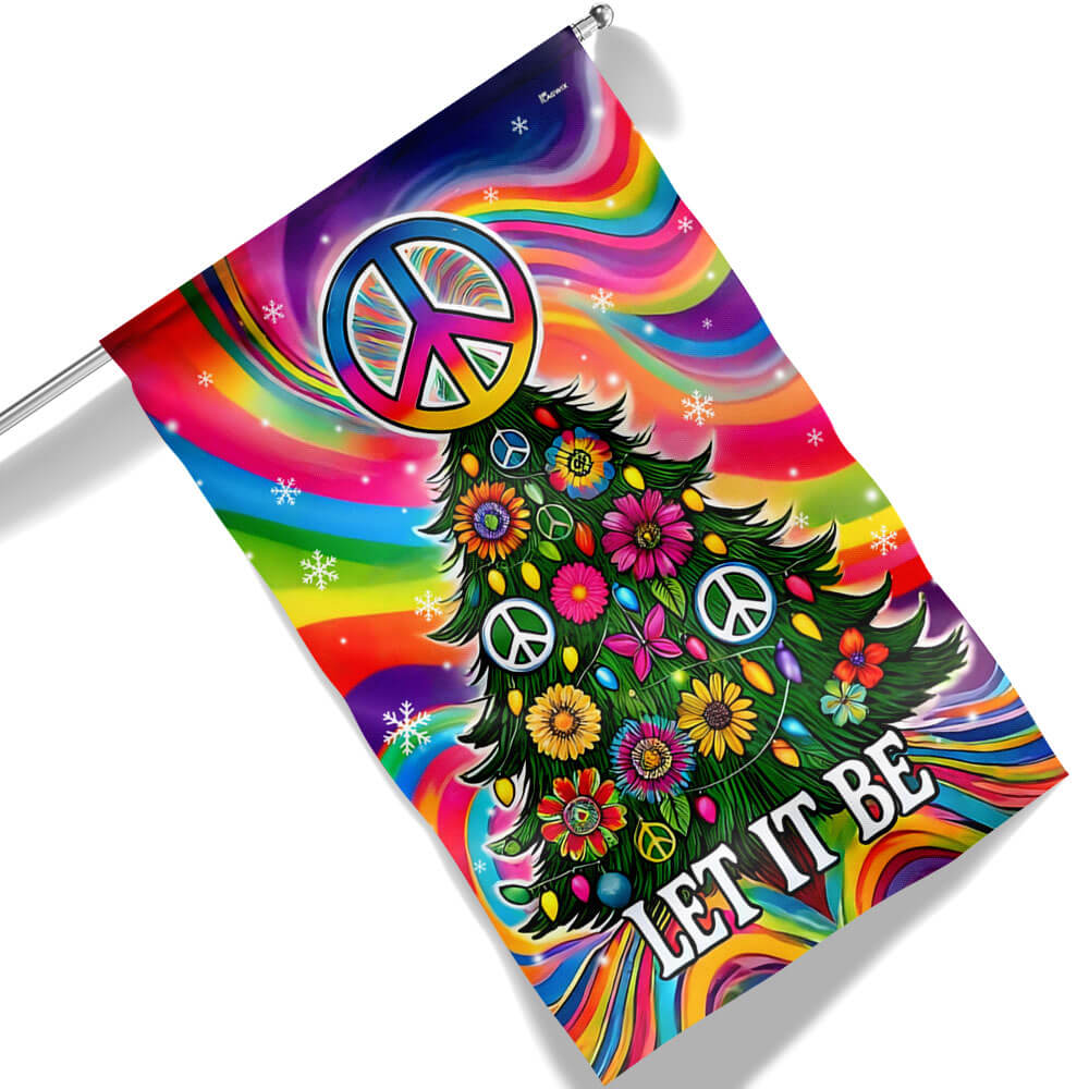 Hippie Peace Sign Christmas Flag