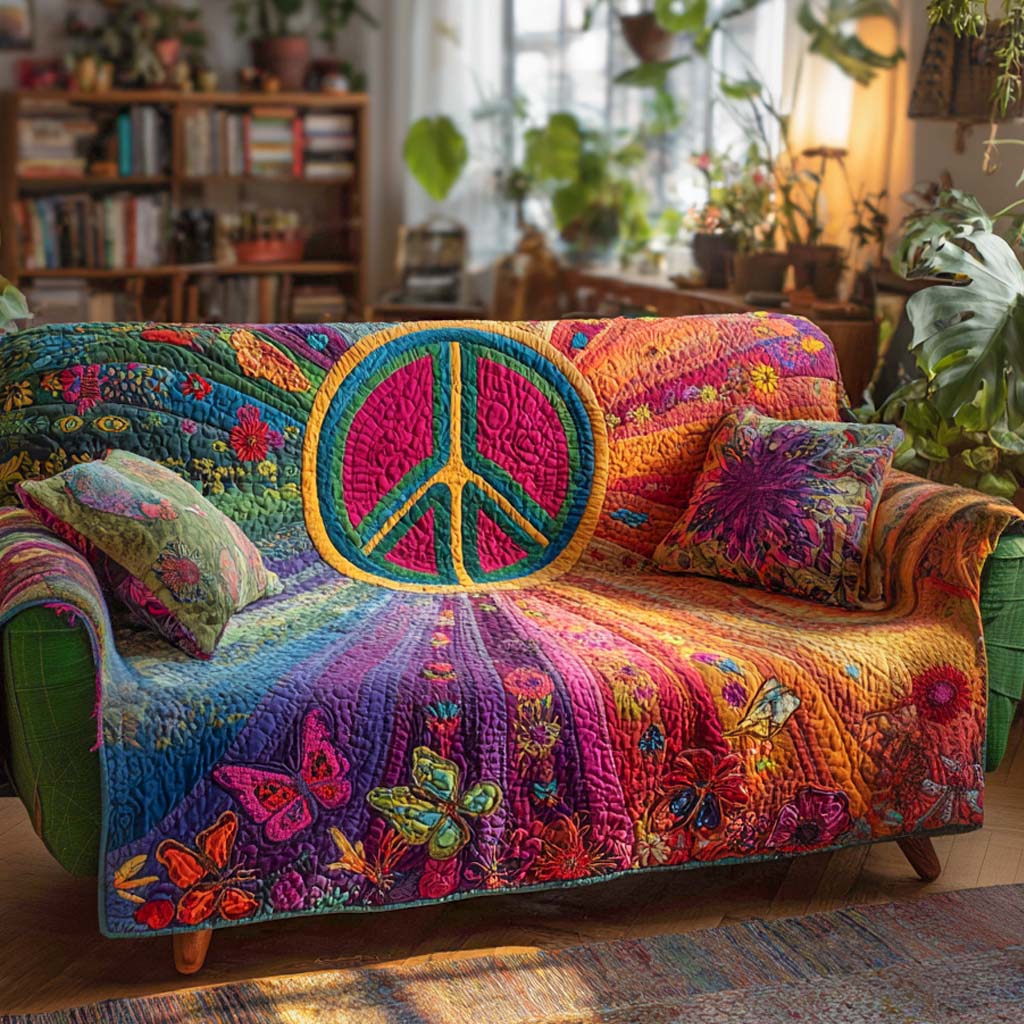 Hippie Quilted Sofa Cover Large Sofa Cover Useful Gift for Mom