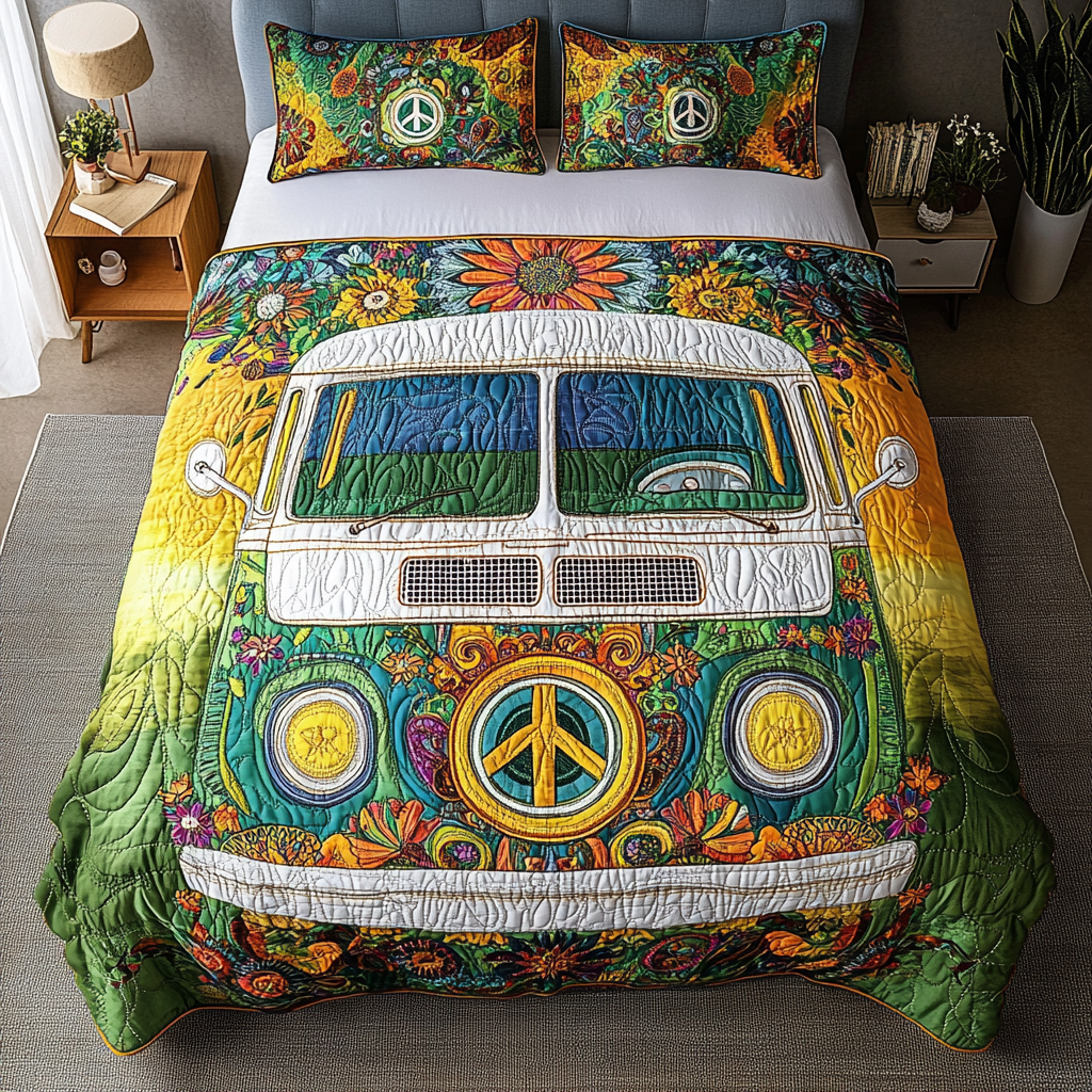 Hippie Ride Quilted Bedding Set Bed Decorations Best Gifts For The Hippie In Your Life