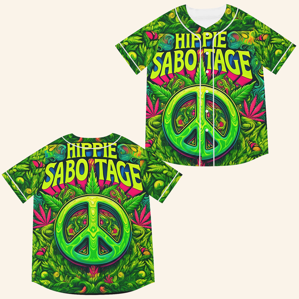 Hippie Sabotage Baseball Jersey Peace Sign EDM Rave Jersey Hippie Sabotage Merch Him Gifts