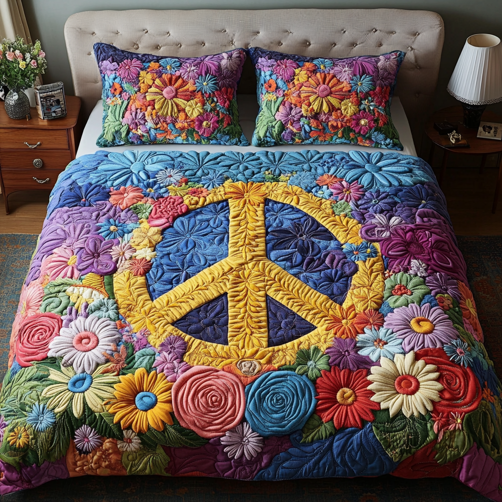 Hippie Soul Quilted Bedding Set Beautiful Bedding Merch Gift for a Peaceful Sleep