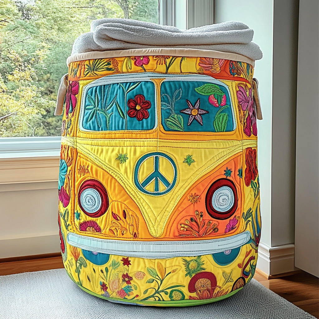 Hippie Spirit Quilted Laundry Basket Everyday Merch Choice
