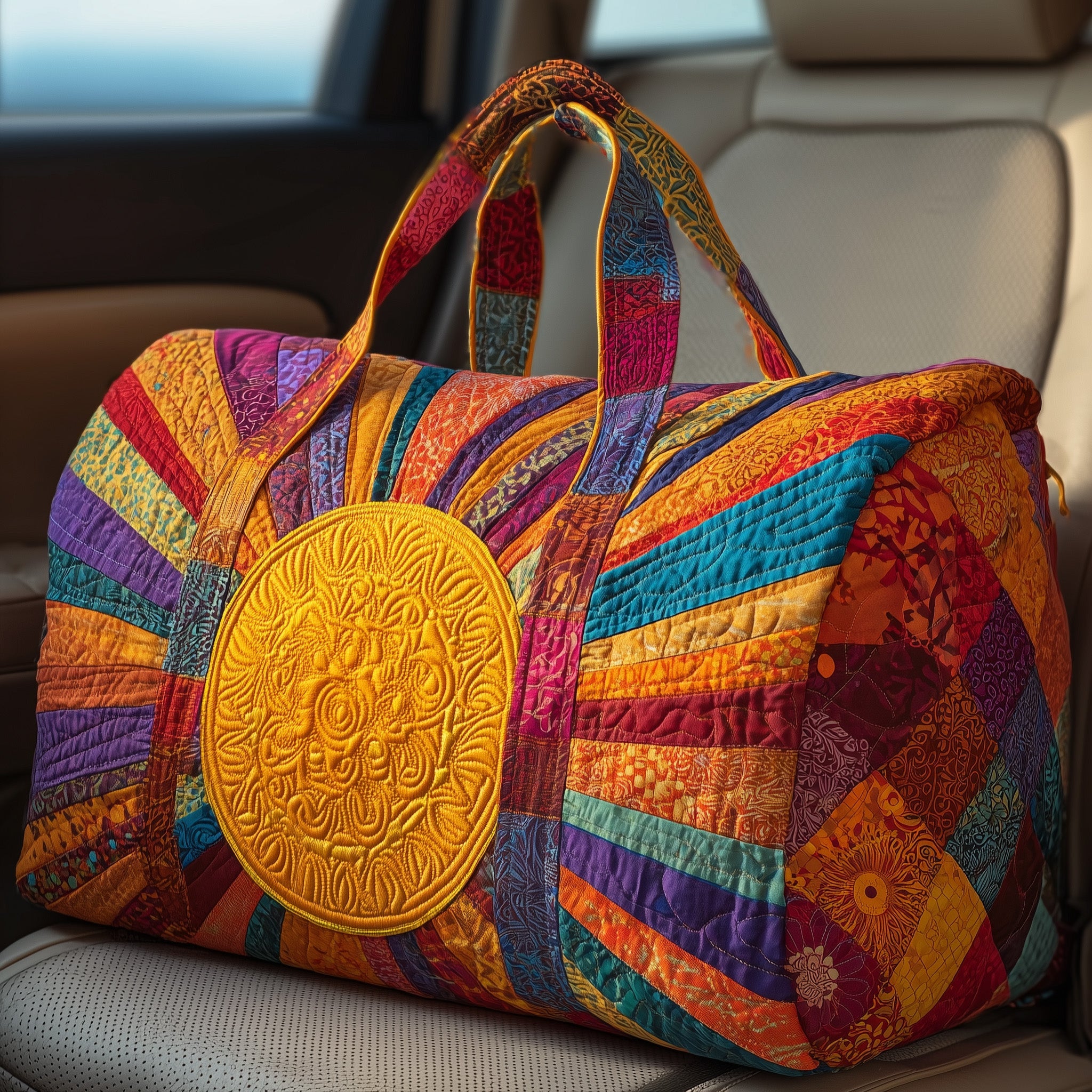 Hippie Sun Quilt Duffle Bag Anniversary Gift Idea
