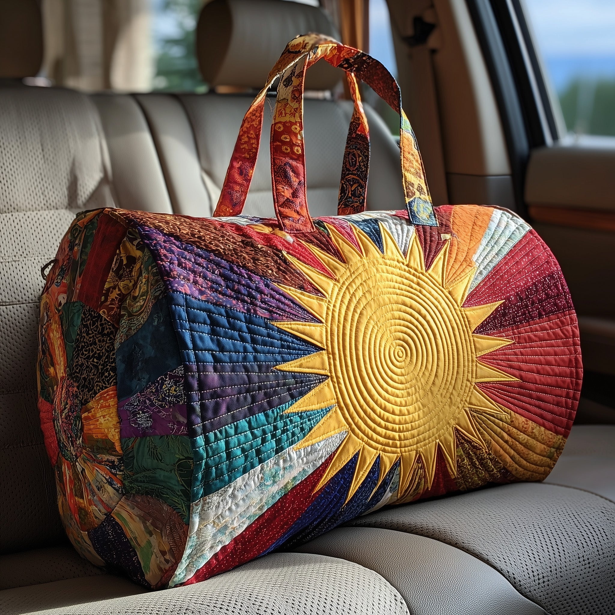 Hippie Sun Quilt Duffle Bag Spring Gift Idea