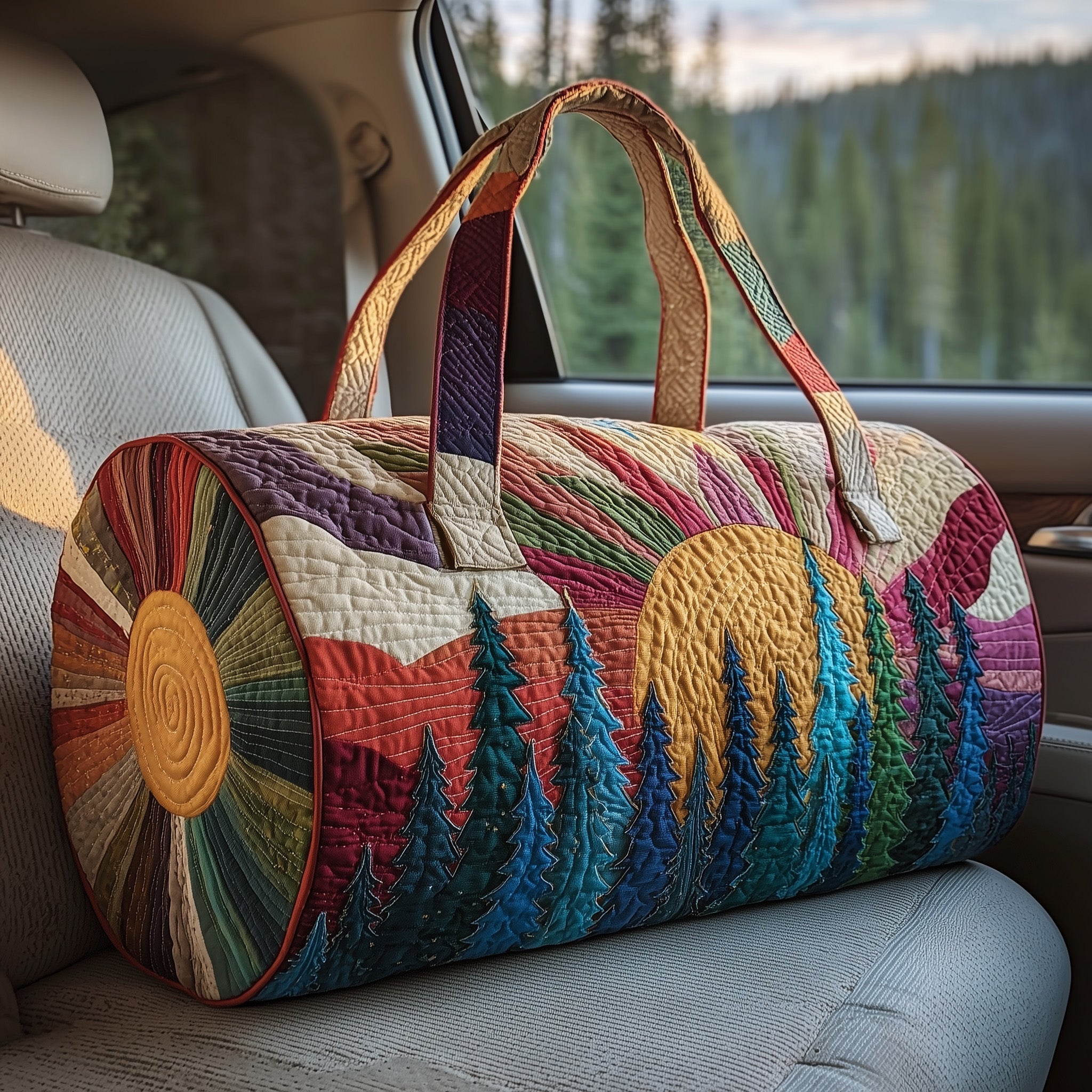 Hippie Sun Quilted Duffle Bag Durable And Lightweight