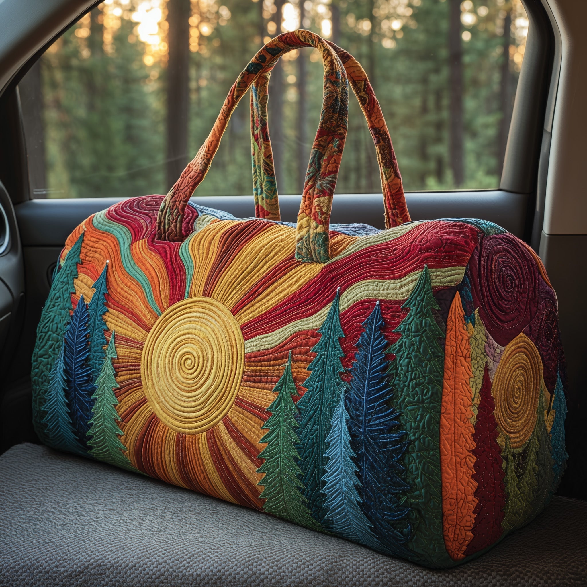 Hippie Sun Quilted Duffle Bag For Daily Commute