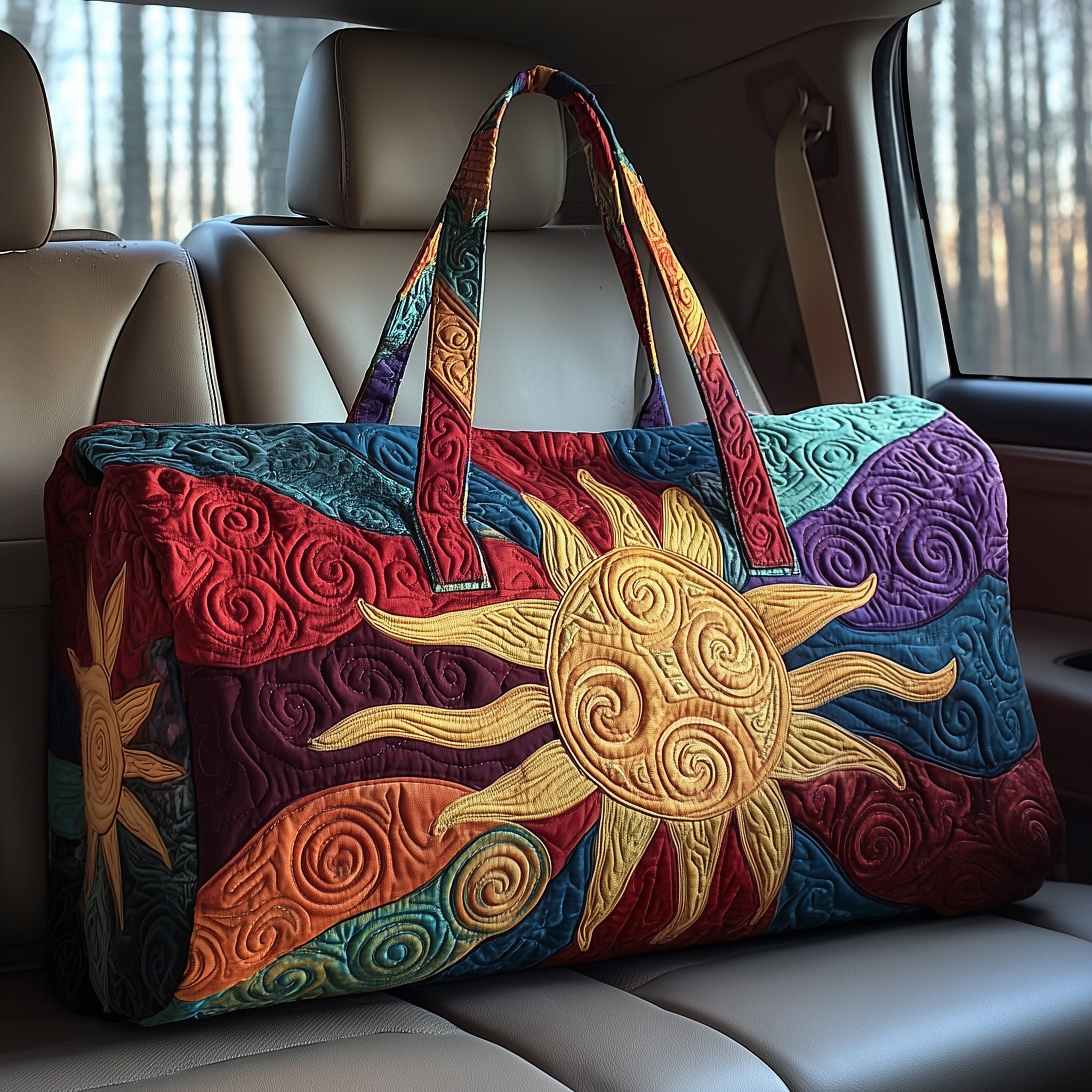 Hippie Sun Quilted Duffle Bag For Everyday Use