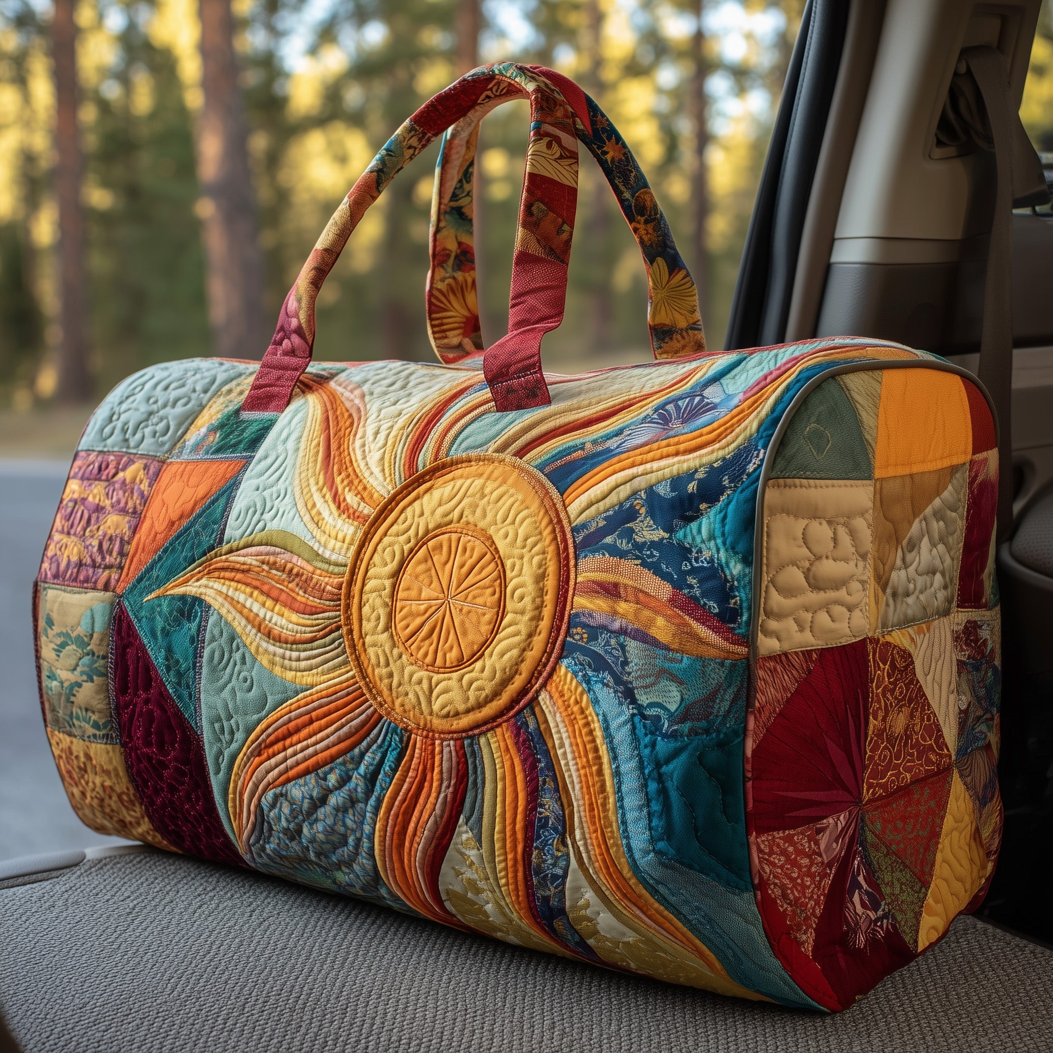 Hippie Sun Quilted Duffle Bag For Work And Travel