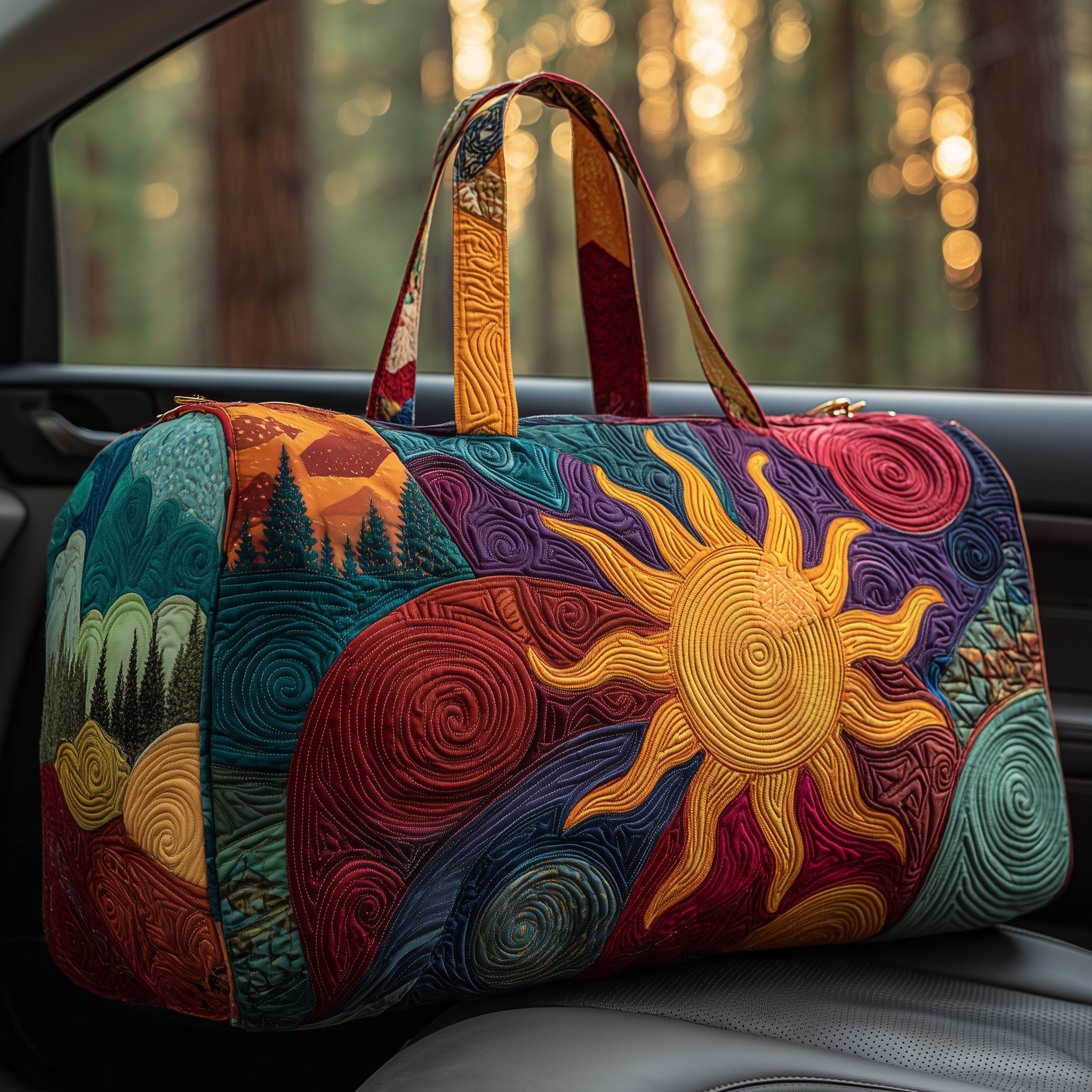 Hippie Sun Quilted Duffle Bag Gift For Family