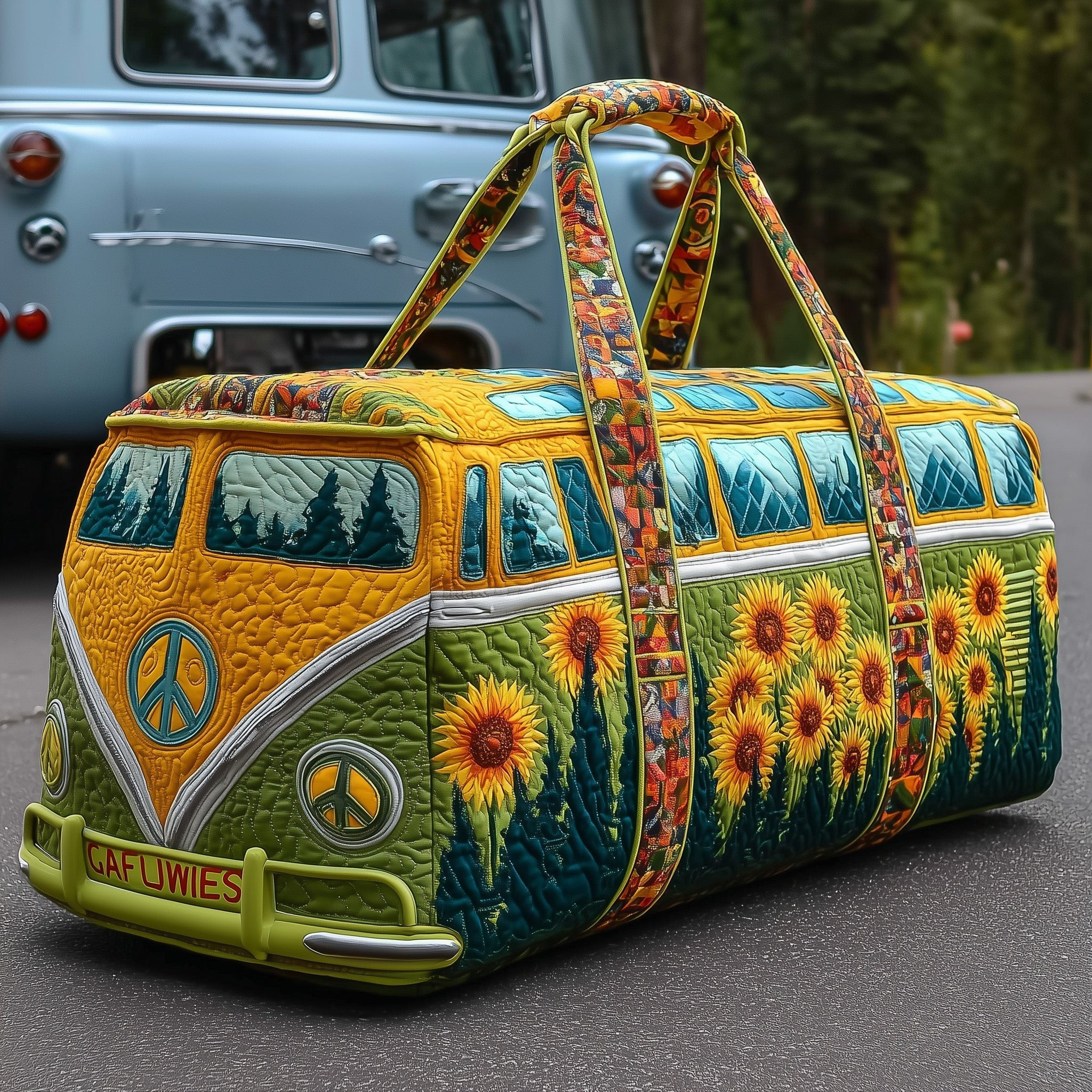 Hippie Sunflower Quilted Duffle Bag Boho Floral Travel Bag Best Gift For Flower Camping Outdoor Lovers