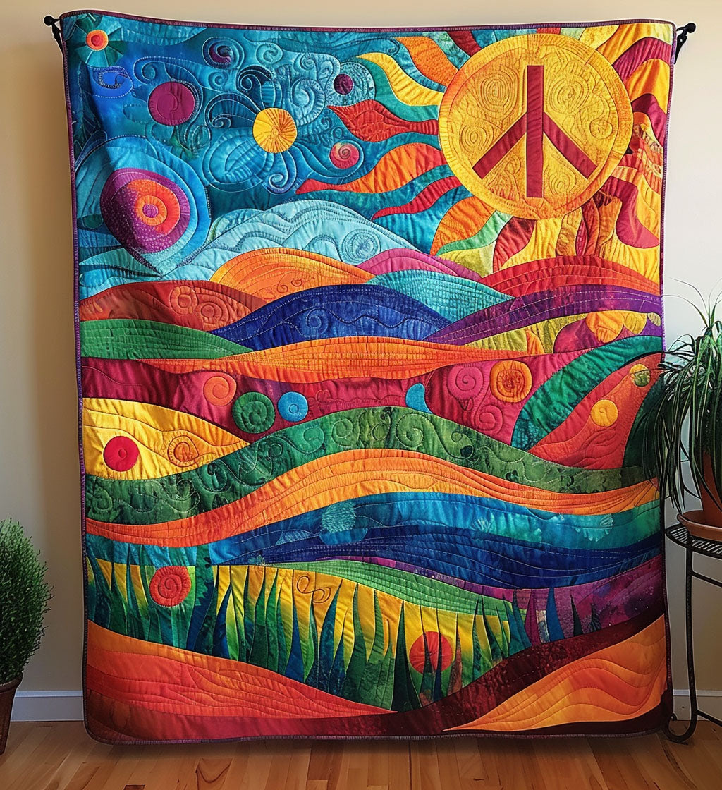 Hippie Sunscape Harmony Quilted Blanket Cute Blankets For Teens