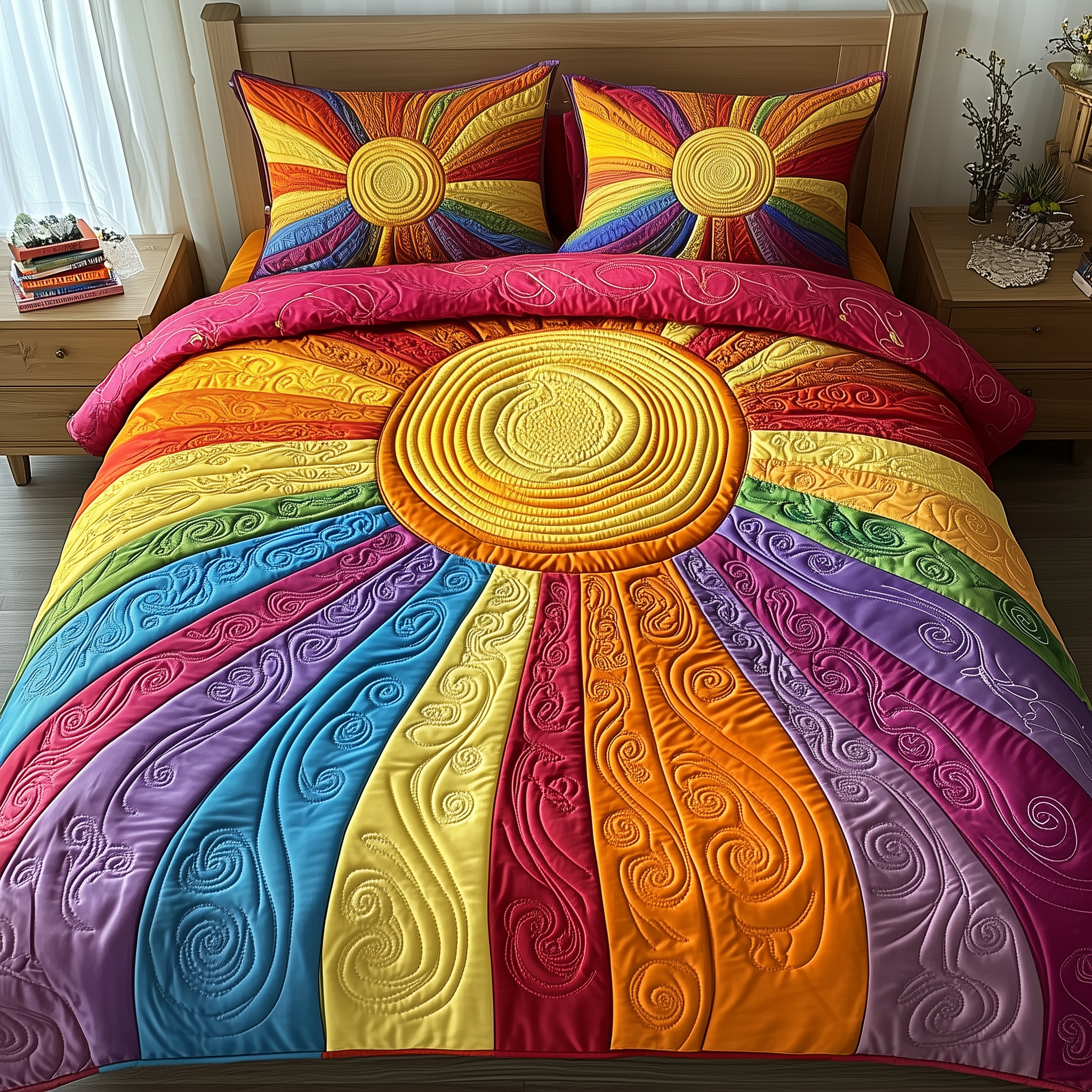 Hippie Sunshine Quilted Bedding Set Best Gifts For Hippie Mom