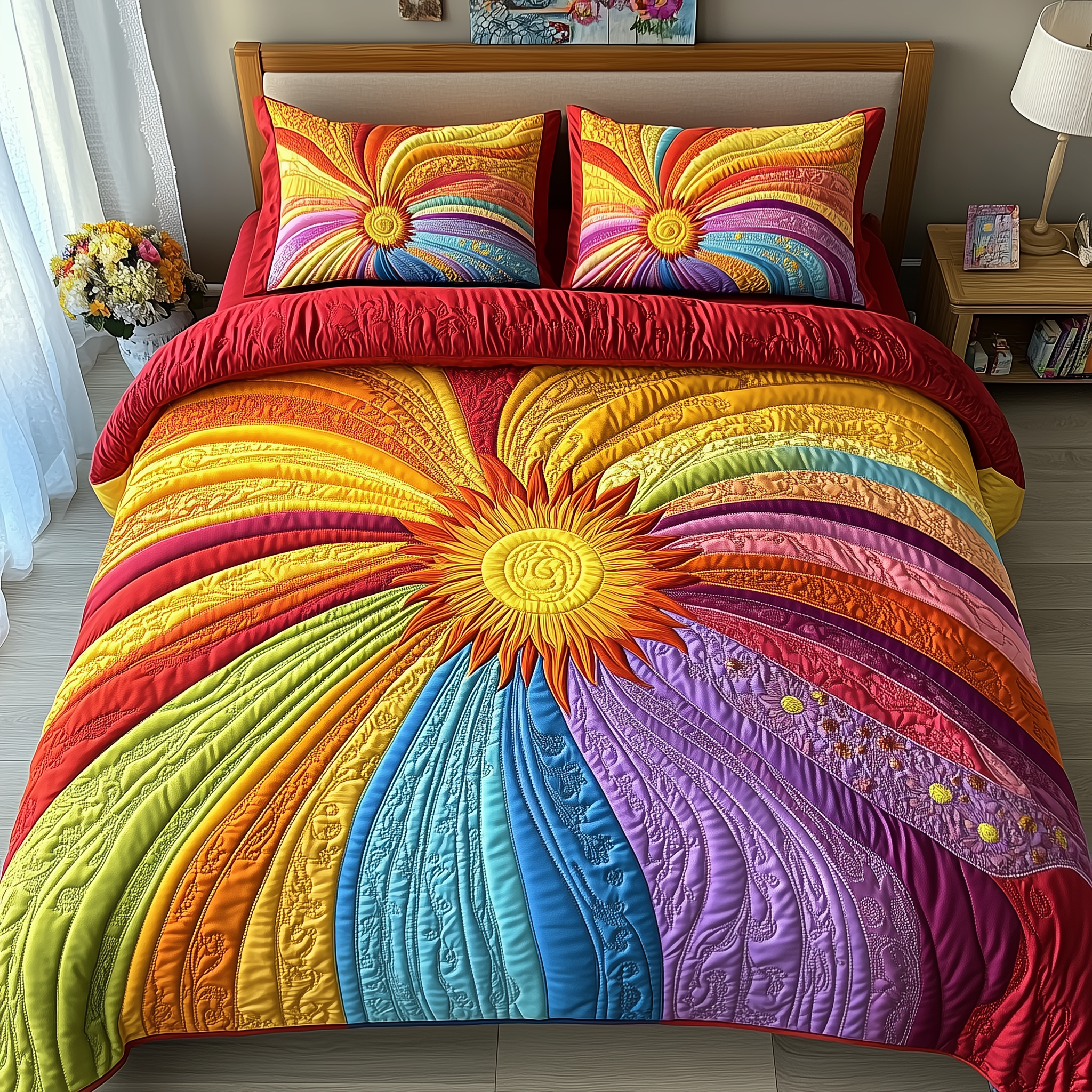 Hippie Sunshine Quilted Bedding Set Best Gifts For The Hippie In Your Life