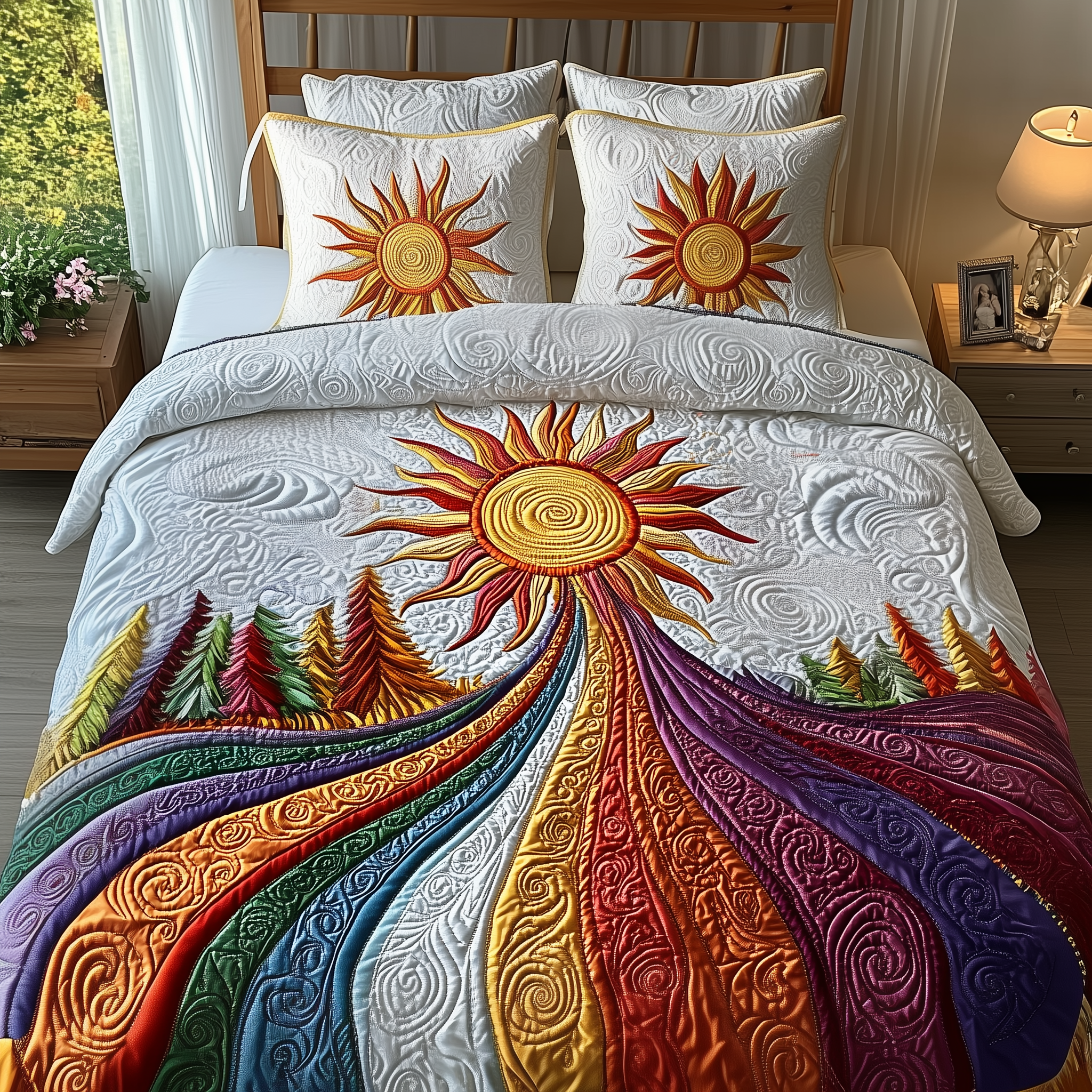 Hippie Sunshine Quilted Bedding Set Christmas Gifts For Hippie Mom